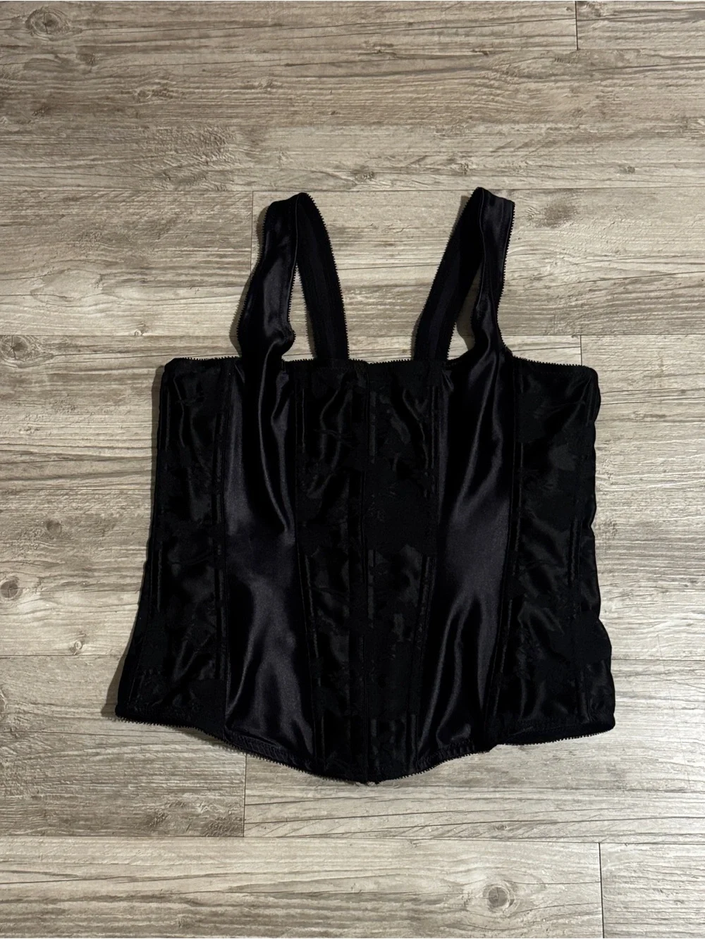 Black Satin Shaping Corset Tank Top size 40